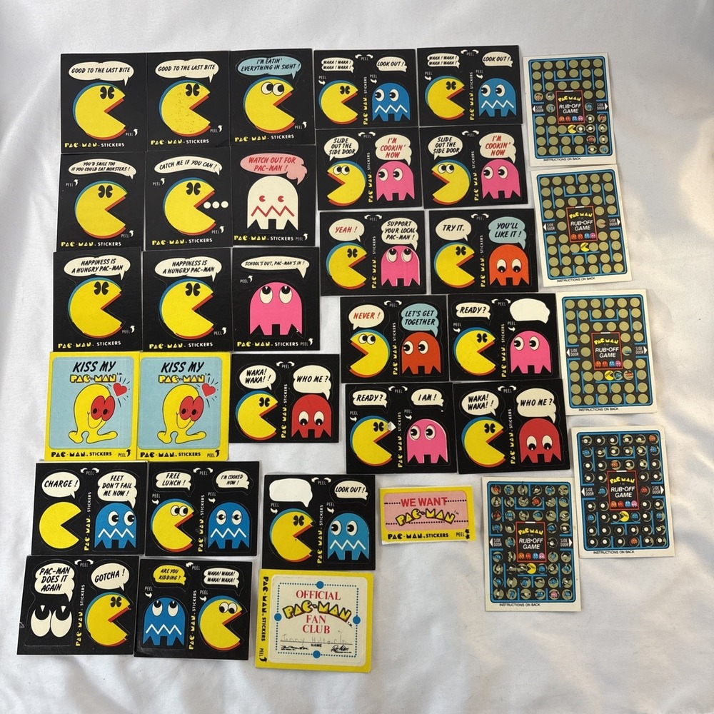 Vintage Fleer PAC-MAN Sticker Lot Of 34 Video‎ Arcade Game READ.